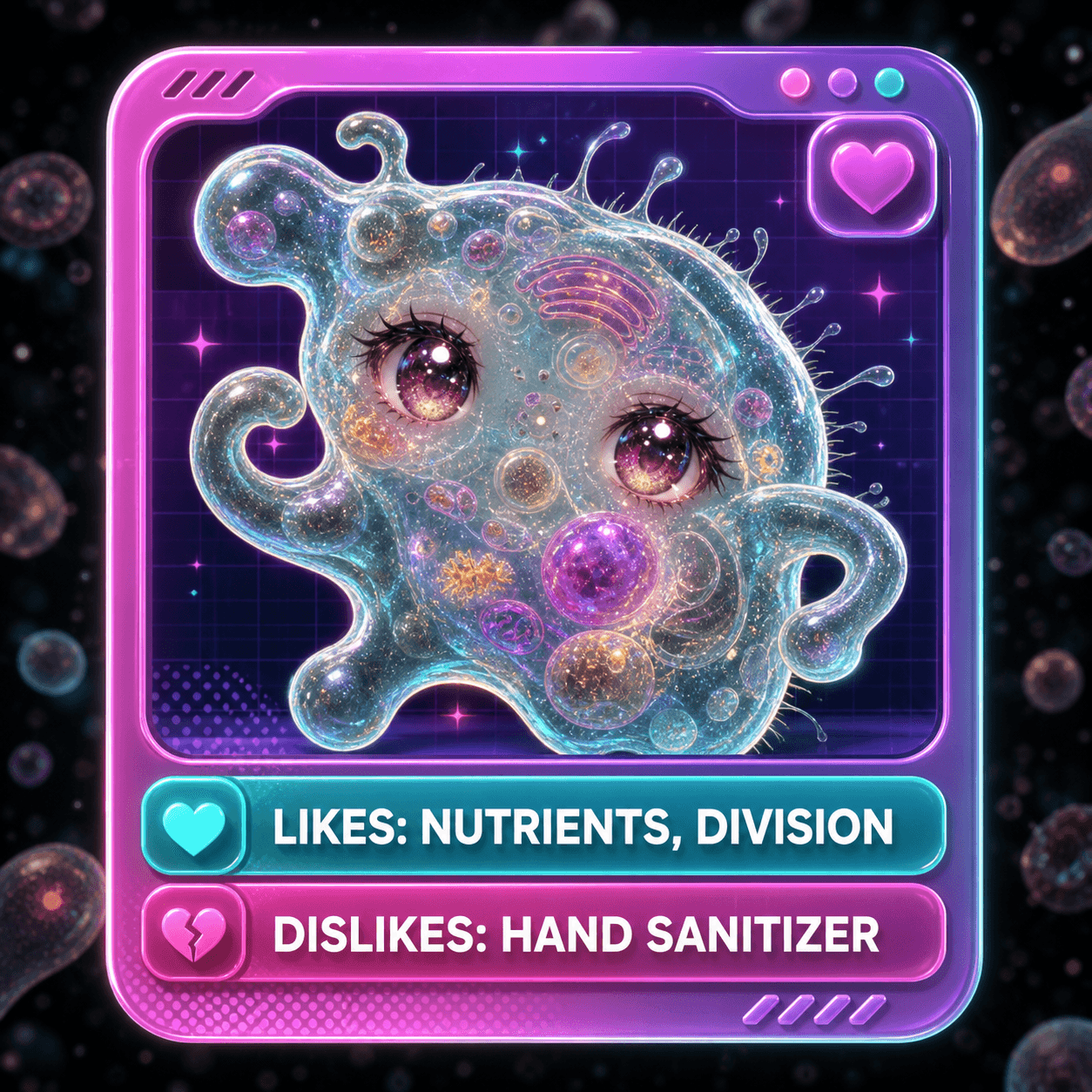 Amoeba Chan fictional dating profile meme