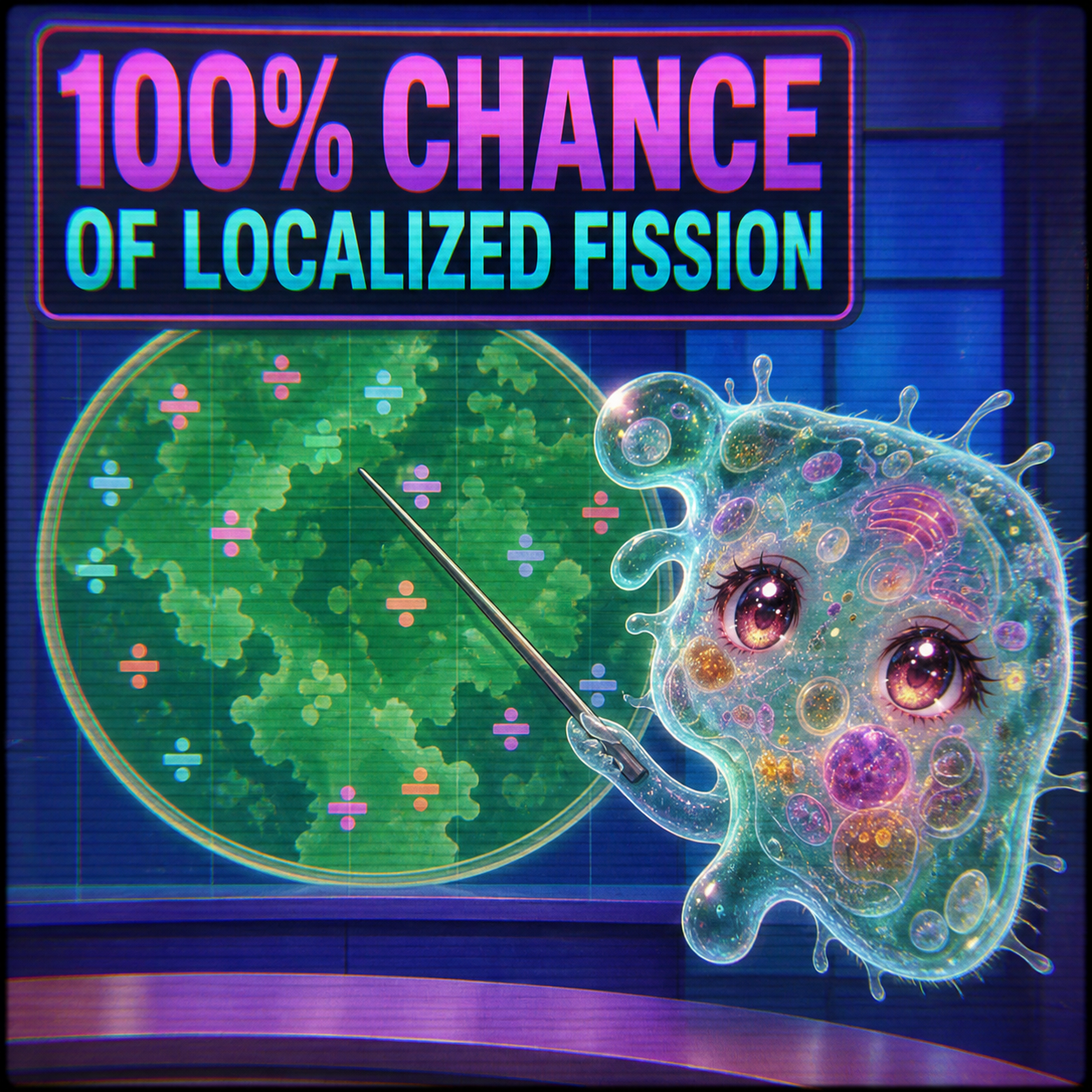 Amoeba Chan retro weather broadcast forecasting localized fission